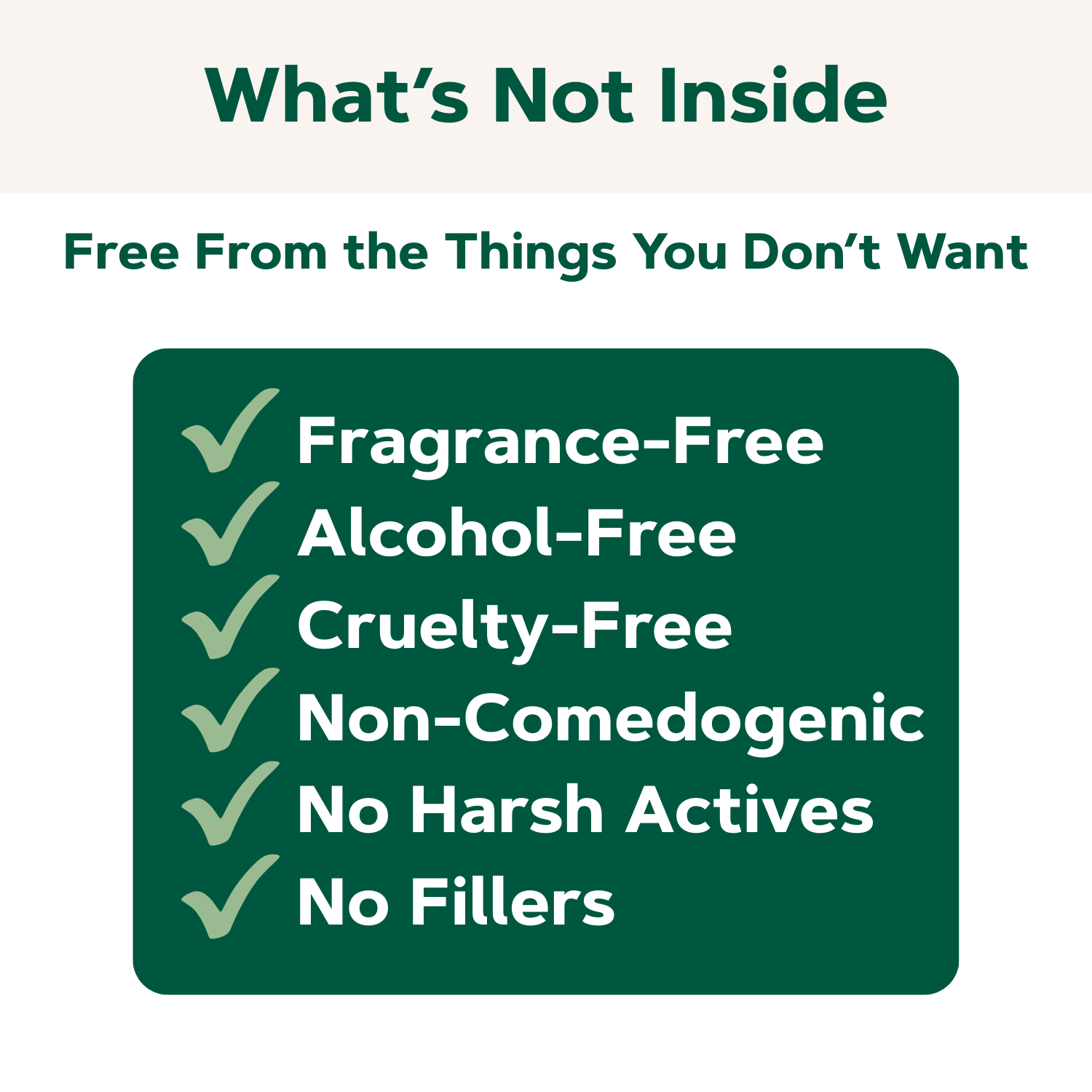 List of product features on a green background